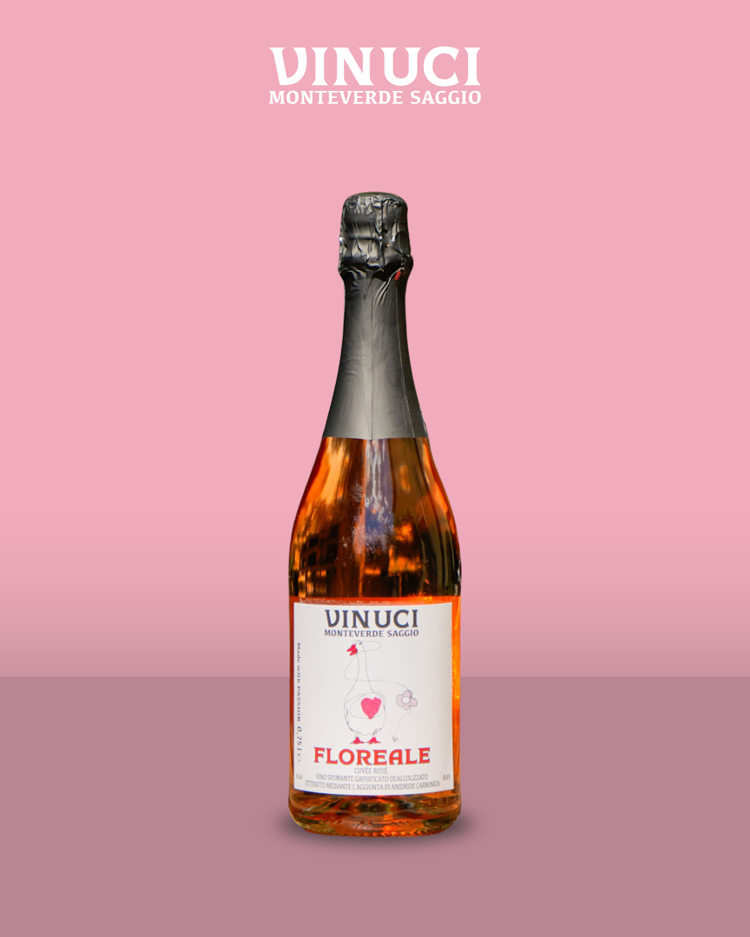„Vinuci Floreale alkoholfreier Cuvée Rosé 0.0 % – vegan & kalorienarm“